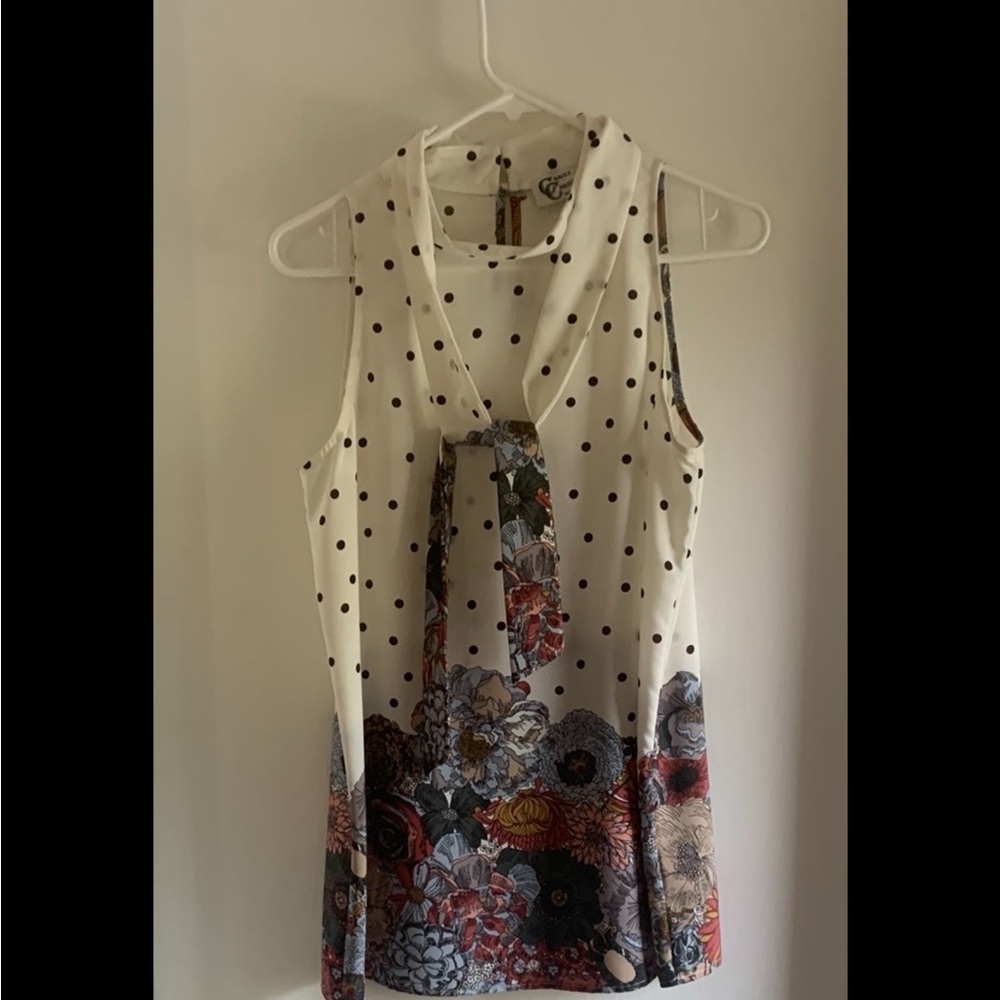 Carol Christian Floral Polka Dot Sleeveless Blouse sz. M